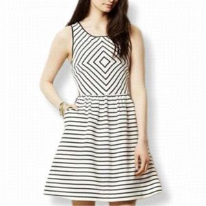 Maeve Black and White Striped Midi Dress